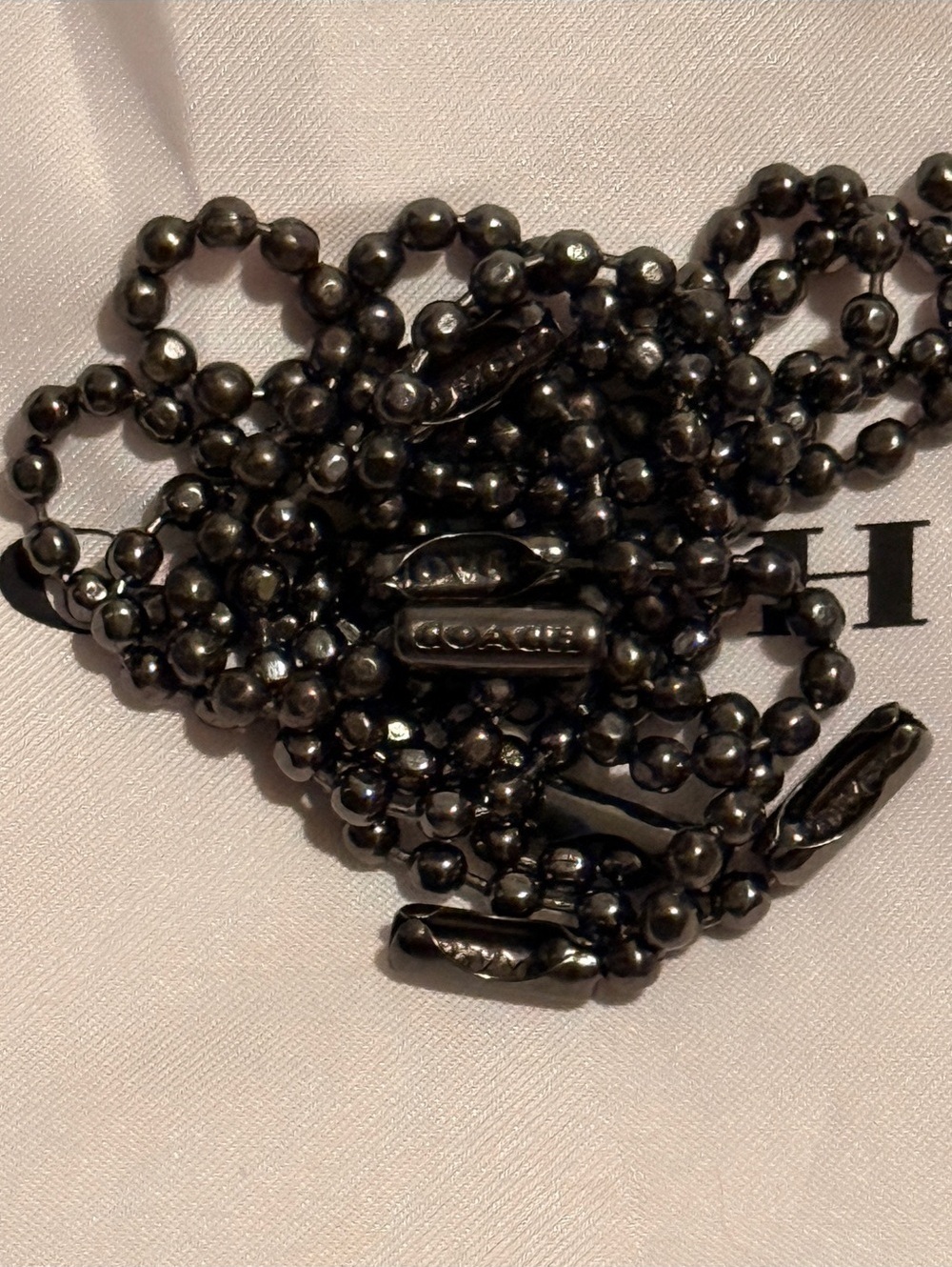 Coach Silver Gunmetal Branded Modern Hangtag Tag Ball Chain